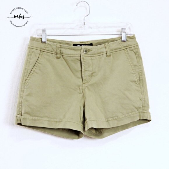 Liverpool Buddy Mid Rise Trouser Cotton Blend Shorts Green Women 6/28 - Picture 2 of 9